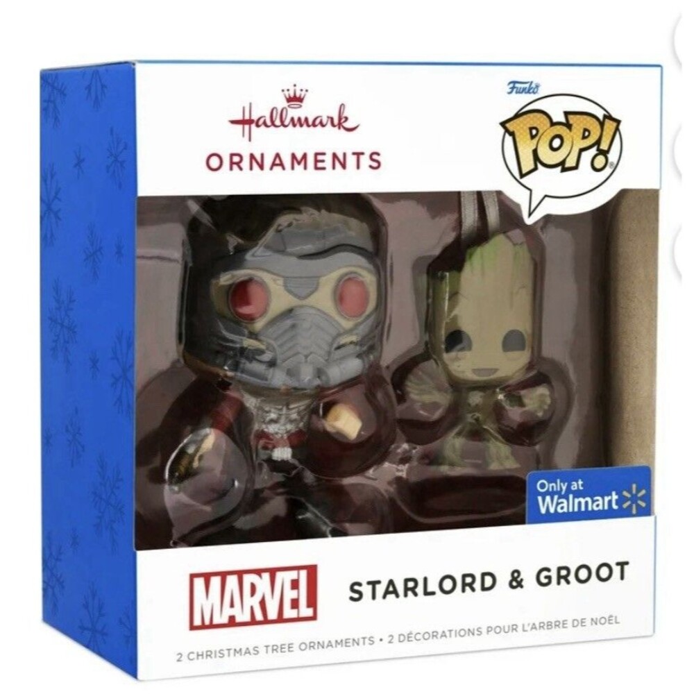 Hallmark Ornaments Guardians of the Galaxy StarLord and Groot Funko POP